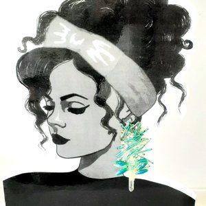 Vintage 1970s Green and Blue Bead 3D Resin Pierced Earrings